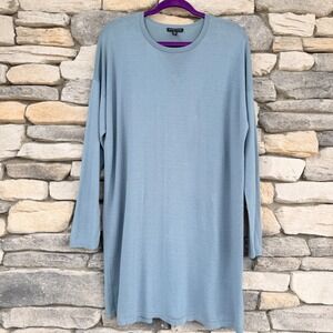 Eileen Fisher Medium Tencel Lyocell Knit Tunic Sweater Top Blue Dress M
